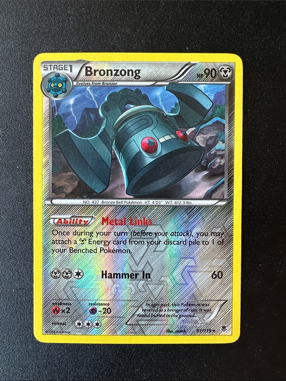 Bronzong 61/124 Pokémon TCG XY: Fates Collide -Rare- Reverse Holo- Mint - 2014!